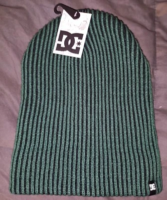 MENS DC SHOES GREEN BEANIE HAT CAP ONE SIZE