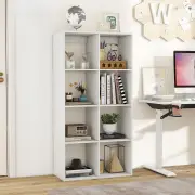 Costway8-Cube Bookshelf Modern Cubby Bookcase with Back Guardrail and Anti-tipping Kits-White
