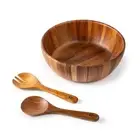 BILL F Wooden Serving Bowl12 Acacia Wood Large Salad Bowl Set with Salad Spoon a