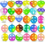 Pack of 30 Pop Key Chains Fidget Toys for Children from 4 - Party Bags Birthday Boys Girls, Return Gifts for Kids Birthday, Party Bags Children's Birthday Girls, Stress Relief & Focus