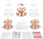 Pack of 10 NWK Cake Stand Set with 3 X Two-Tier and 3 X Three-Tier Cupcake Stand