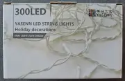300 String Lights, 8 Modes, LEDs, Icicle Style Outdoor Lighting, 29.5ft, w/Timer