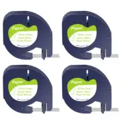 4 PK for DYMO Letratag Refills Label Tape 91330 12mm Black on White QX50 Printer