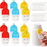 3 Pack Medication Tracker and Reminder with Ties Reusable Daily Pill Tracker Portable Pill Bottle Tracker with Button 7 Day Memory Aid Medication Dose Silicon Pill Reminder for The Elderly (12)