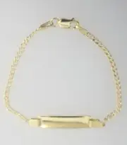 Real 10K Yellow Gold 2 mm 5.5" Inch Cuban Curb Chain Child Kid Baby ID Bracelet