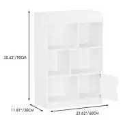 White Kids Bookcase 6 Compartment Bookshelf Shelf Organizer for Bedroom Living