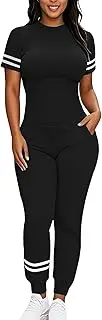 [Bealin] Women's Two Piece Outfits Short Sleeve Pullover with Drawstring Long Pants Tracksuit Pajama Lounge Jogger Sets