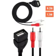 USB 2.0 Female to 2x RCA Phono Male Plug Audio Video PC TV Extension Cable Cord