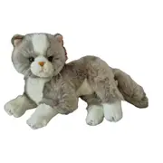 Grey and White Cat Laying Large Plush Soft Toy Elka Australia