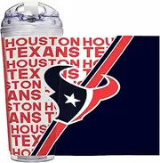 Rico Industries NFL Football Houston Texans 24oz Acrylic Tumbler with Hinged Lid, Officially Licensed Double Wall Tumbler with Straw