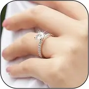 [Roe Dolph] Engagement Ring for Women Moissanite Engagement Rings Solitaire Cubic Zirconia Wedding Rings Promise Rings for Her Wedding Bands for Wedding Gifts