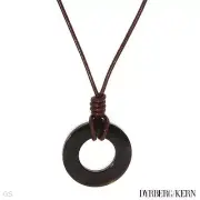 DYRBERG/KERN of DENMARK! Necklace W/Onyx In 925 Sterling Silver & Brown Leather
