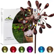 Elegant 75-Inch Solar Wind Spinner with Multi-Color LED Glass Ball Decoration