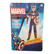 Marvel Captain America Costume Child Large 12-14 Muscle Suit Mask