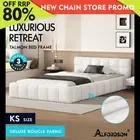 ALFORDSON Bed Frame King Single Tufted Headboard Foundation White Boucle TALMON