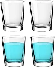 0.8-Ounce Shot Glass,Heavy Base Shot Glass Set of 4,Mini Clear Glass Cups Small Glasses Mouthwash Cups for Bathroom, Drinking Shot Glasses for Espresso,Tequila,Vodka,Whiskey,Liquor
