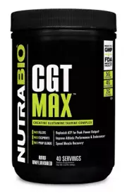 NutraBio CGT Max 40 servings Creatine Glutamine Taurine Unflavored ATP Recovery