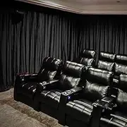 Velvet Blackout Lined Home Movie Theater Curtain Drapes Panel, Pinch Pleated 120W x 96" L (1 Panel) for Stage Event Auditorium, Black
