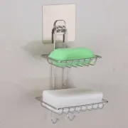 Soap Dish With Hook Double Tier Stainless Steel Wall Mounted Bar Holder Bathroom