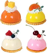 Abaodam 4pcs Faux Cake Small Artificial Desserts Replica Model Realistic Food Props for Kitchen Photography Props Bakery Food Display Decoration
