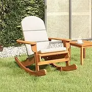 Adirondack Rocking Chair with Cushions Solid Wood Acacia Patio Chair