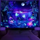 Blacklight Fantasy Forest Tapestry Aesthetic Moon Tapestry UV Reactive Butter...