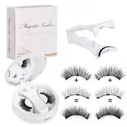 3D Natural Double-Sided Magnetic False Eyelashes Kit Reusable Portable Fake Eyelashes With Eyelash Clip，Size CT10-6