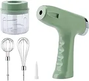 Cordless Hand Mixer, One Touch Off Handheld Electric Whisk, 6-Speed Electric Hand Mixer with Whisk, Hand Held Egg Beater with 2 Detachable Stir Whisks, Traditional Beaters (Green)