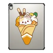 iPad Air 13-inch (M2/M3) iPad Impact Case Cute Calico Cat with Tangerine Ice Cream & Chocolate Stick - Kawaii Kitten Cartoon Animal with Sweet Food & Fruit