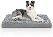 Dog Beds for Medium Large Dogs, Dog Crate Bed Washable Dog Bed Pad with Removeable Cover Faux Fur Surface, Orthopedic Pet Beds Dog Mattress Mat for Dogs Up to 24KG, Grey, Large