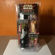 Star Wars Episode 1 Light Saber Display Case & Jar Jar Collectors Watch NEW