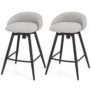 Costway 63cm Upholstered Bar Stools Set of 2 Counter Height Swivel Barstools w/Footrest Kitchen Dining Chairs