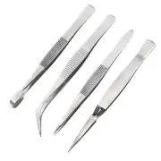 4pc Stainless Steel Tweezer Precision Set Tool Electronics