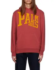 Palm Angels Logo Printed Drop Shoulder Hoodie XS Brown
