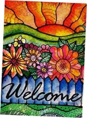 Home Decorative Welcome Spring Watercolor Flowers Garden Flag, Summer 12 x 18