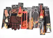 9 Good Cook BBQ Grill Tool Set - Glove Skewers Knife Mat Basting Brush Kabob +