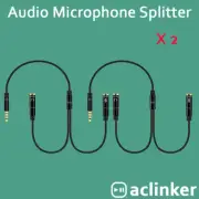 2 X Headphone Auido Microphone Splitter Adapter Aux 3.5mm Male to 2X3.5mm Female
