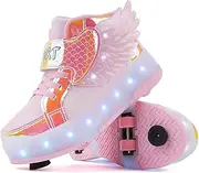 [Onyxeey] LED Roller Skate Shoes for Kids - Boys Girls Light Up Sneakers with Wheels Indoor/Outdoor Sliding Play