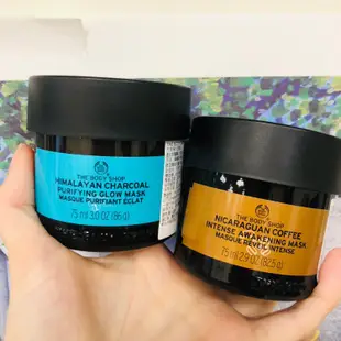 NANA實拍二店~  THE BODY SHOP 玫瑰補水/竹炭淨白/漢蔘米糠元氣/咖啡醒膚煥顏 四款 面膜 75ml