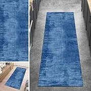 Long Narrow Hall Runner Rug，Indoor Blue Hallway Runner Carpet，Lounge Entrance Door Kitchen Short Mats 100cm/1.5m/2m/2.5m/300cm/350cm/4m/5m/6m Length(2.6ft×3.3ft/80×100cm)