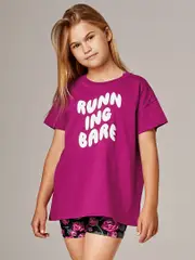 Girls Everyday Cotton T Shirt. Running Bare Girls Activewear.