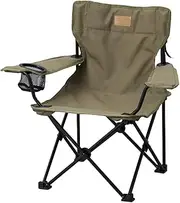Iris Ohyama Outdoor Chair, High Chair, for Kids, Foldable, Compact, Storage, Includes Side Table, Drink Holder, Polyester, Khaki