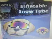 Amenon 58" Inflatable Snow Tube Winter Sled With Handles Dog Face