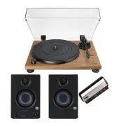 Audio Technica AT-LPW40WN Fully Manual Belt Drive Turntable Walnut Bundle