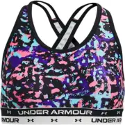 Under Armour (Kids) Girls' Black/Multi Printed Crossback Sports Bra (1364630) XL