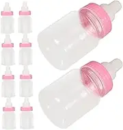 JECOMPRIS 12pcs Feeding Bottle Shaped Candy Boxes for Shower Party Favors Reusable Candy Containers for Sweets Packaging Decorations Pink and White Design