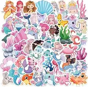 Mermaid Stickers,50 PCS Mermaid Vinyl Waterproof Decals for Water Bottles Computer Bicycle Skateboard Luggage Phone Pad Laptop Kids Teens Stickers Pack
