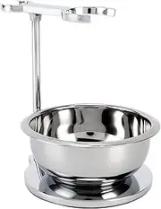 Deluxe Heavyweight Shaving Brush Razor Stand with Unbreakable Stainless Steel Shaving Bowl Set,Compatible with Gillette Fusion and Mach 3,Double Edge Safety Razor,Cartridge Razor