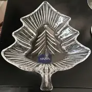 NWT Mikasa Glass Christmas Tree Candy Dish 7.5" Evergreen Tree With Star