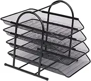 MAGICLULU Space-Saving File Stand Rack 4 Layers Document Rack Desktop Storage File Holder Organizer Modern Style Iron Mesh